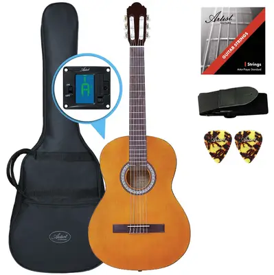 Artist CL44AM Full Size Classical Nylon String Guitar - Amber w/ Case