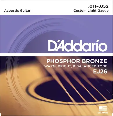 D'Addario EJ26 11-52 Phosphor Bronze Acoustic Guitar Strings